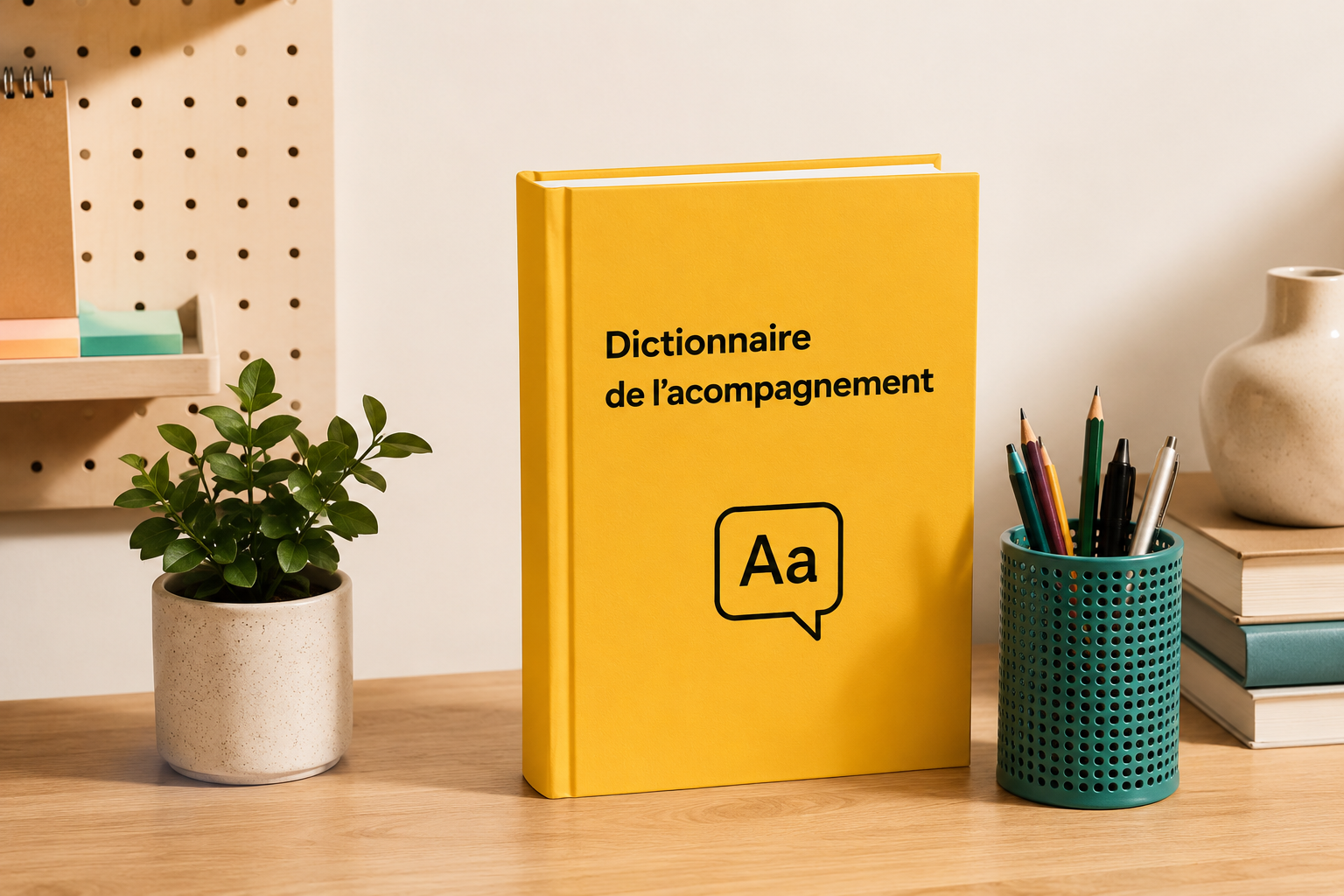 Dictionnaire de l'accompagnement posé sur un bureau